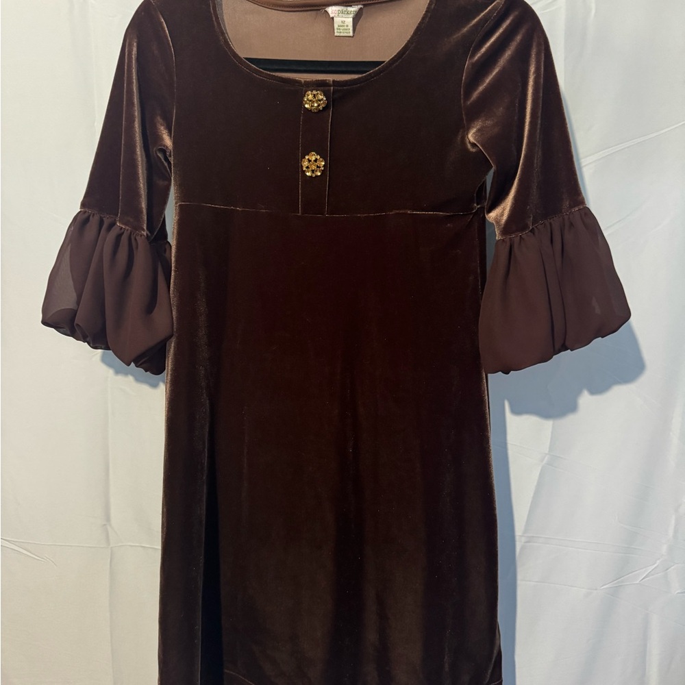 KC Parker Brown Velour Dress Size 12